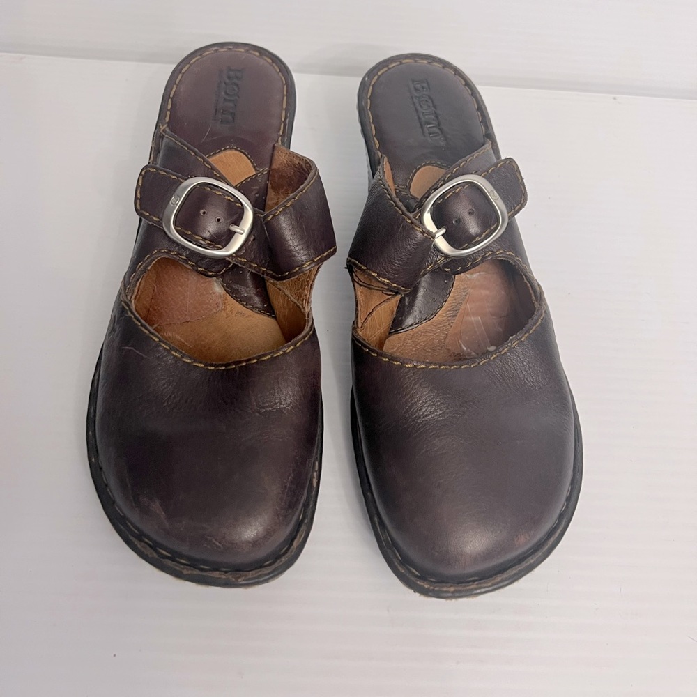 Born classic Leather Clogs, Brown, Size 8